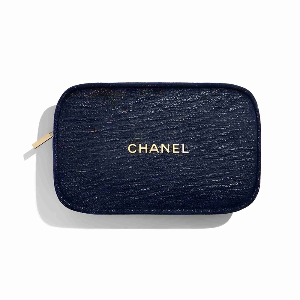 NEW Chanel Beauté Midnight Blue Tweed Cosmetics Pouch 💯% Authentic w/box!